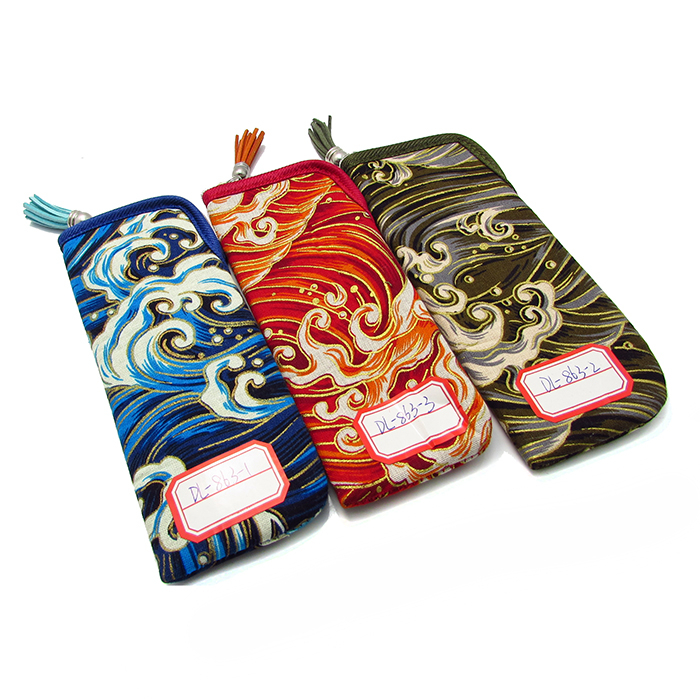 Chinese style cloth glasses bag with zipper