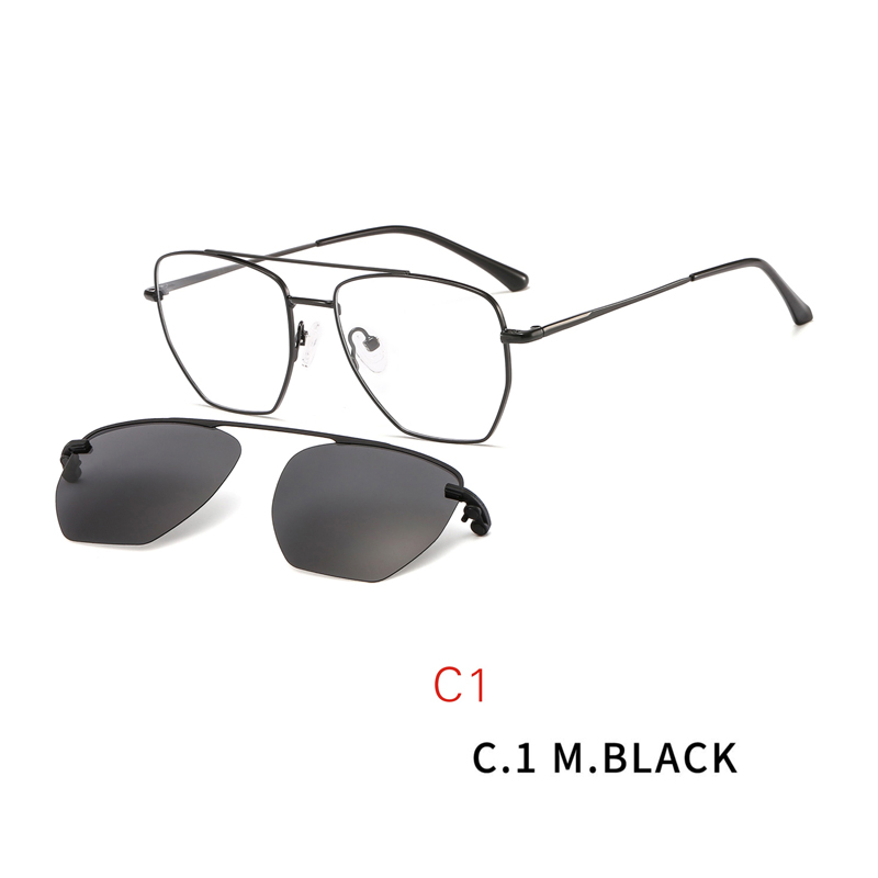 2 In1 Myopia Optical Magnet Clip Glasses Frame Men Clear Prescription Eyeglasses Frame Male UV400 Polarized Magnet Clip On Sunglasses