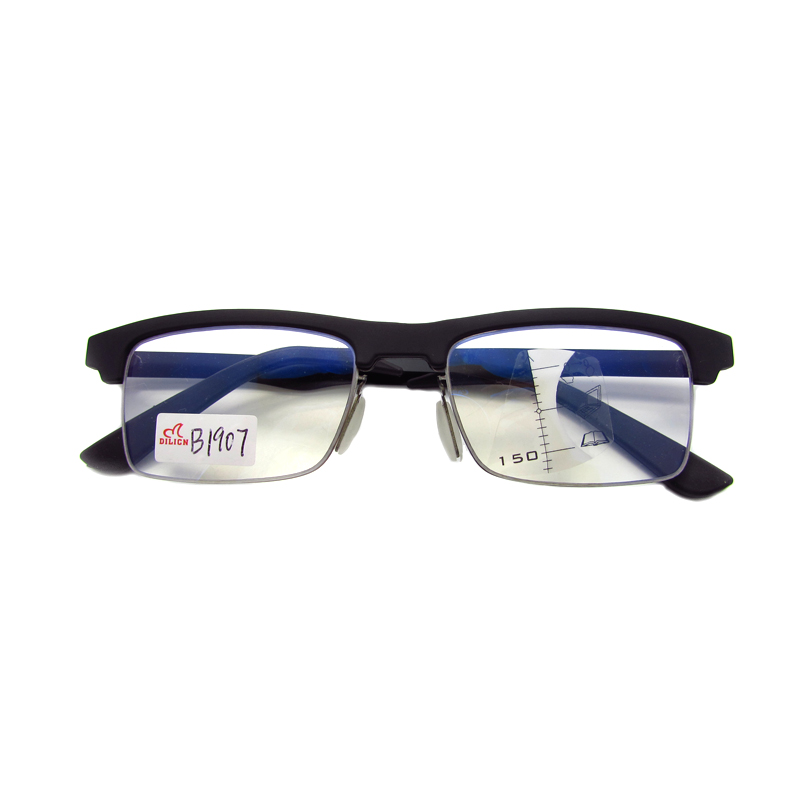 Rectangle half-frame progressive multifocals reading glasses for men