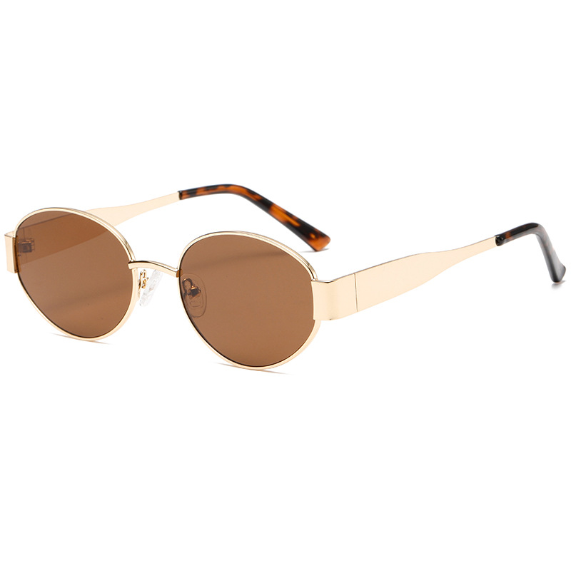 2024 Vintage Women's Punk Fashion Sun Glasses Shades Oval Metal Sunglasses