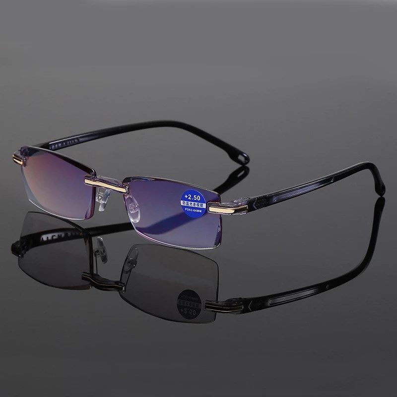 Anti Blue Light Blocking cheap Rimless Reading Glasses Women Men Square Frameless Presbyopic Glasses