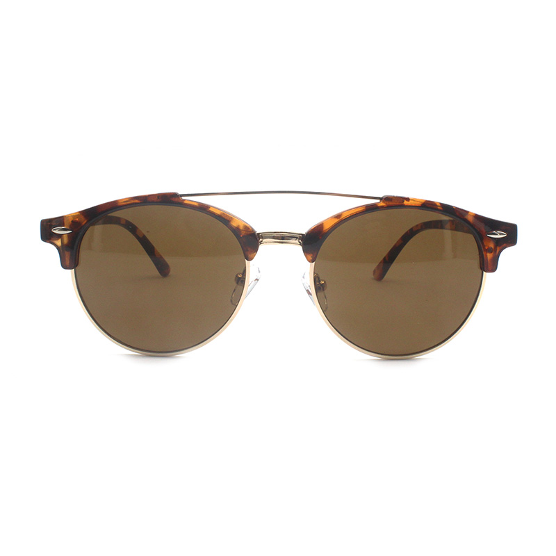 2022 Latest Beautiful Fashion Color Round Half Frame Tortoise Unisex Sunglasses