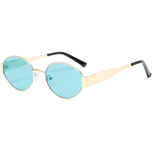 2024 Vintage Women's Punk Fashion Sun Glasses Shades Oval Metal Sunglasses