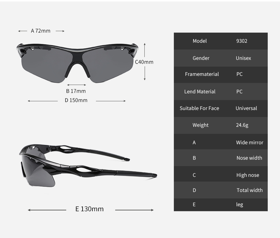 Sports Sunglasses Photochromic Lens UV400 Protection with 5 Lenses for Cycling Fishing Driving