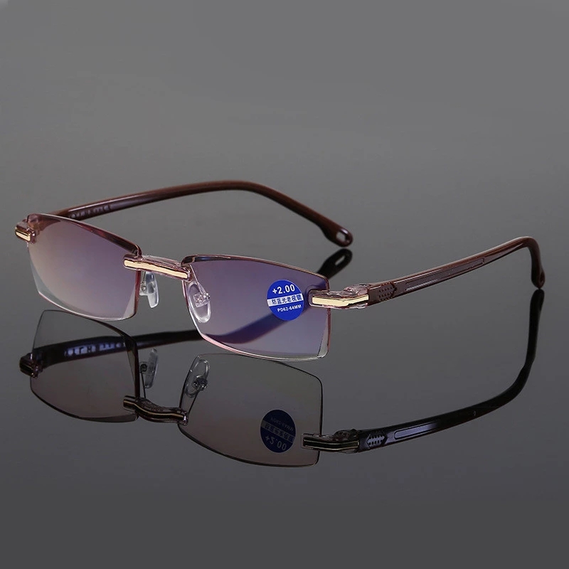Anti Blue Light Blocking cheap Rimless Reading Glasses Women Men Square Frameless Presbyopic Glasses