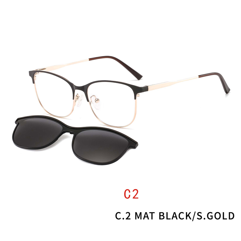 2 In1 Square Magnet Clip On Sunglasses Men Optical Prescription Eyeglasses