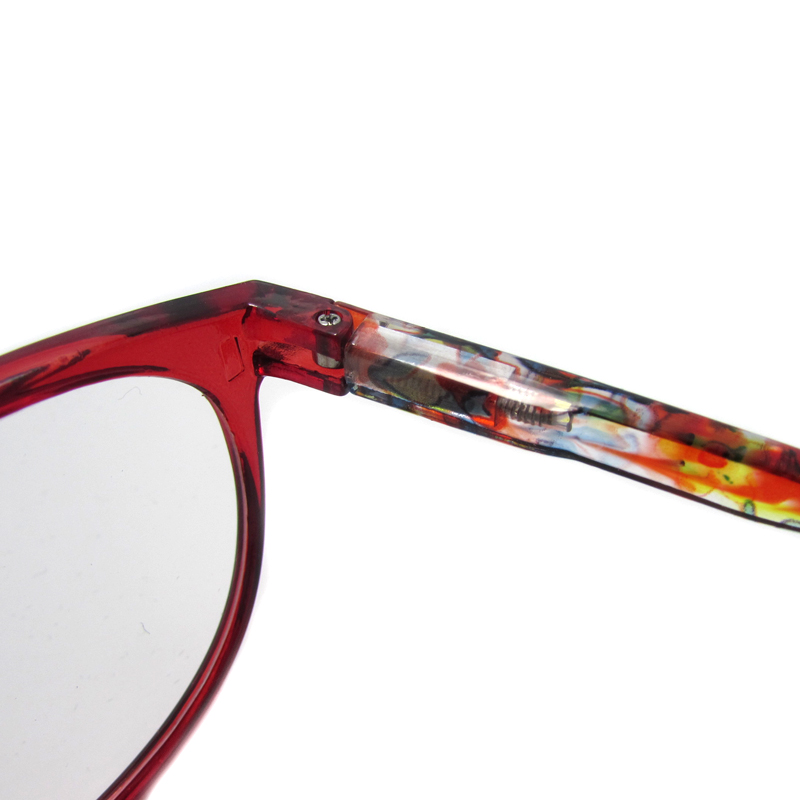 Cheap PC Material Simple Frame with Flower Temples Blue Light Blocking Reading Glasses