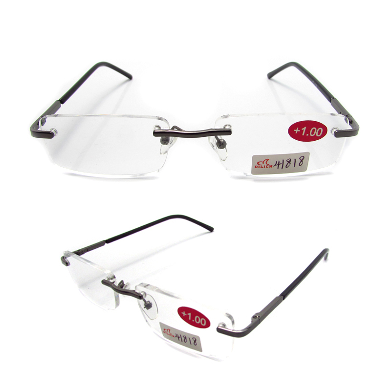Rimless metal slim reading glasses for men 