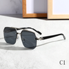 2024 New Half Frame Metal + PC Driving Anti-UV Sunglasses