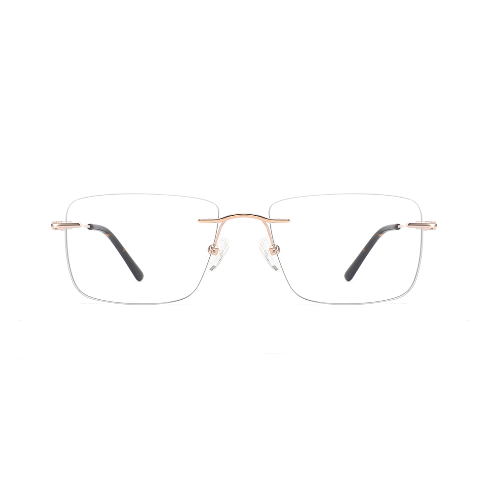 Unisex Stainless Steel Rimless Glasses Frames Solid round Style Optical Eyewear Diamond Face Shape Match Wholesale for Men
