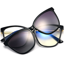 DILICN New Magnetic Clip Opticalframes, Polarized Lenses, Fashion Glasses TR and Metal Materiale 95655 Semicircular frame type trendy glasses
