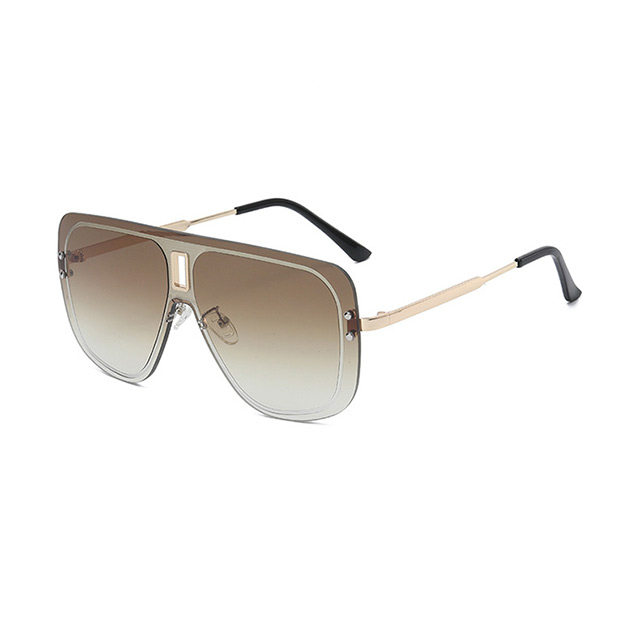 2023 New European and American Double-Bridge One-piece Fashion Frameless Sunglasses