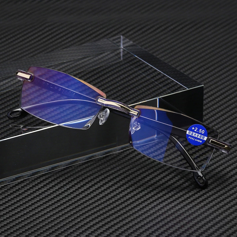 Anti Blue Light Blocking cheap Rimless Reading Glasses Women Men Square Frameless Presbyopic Glasses