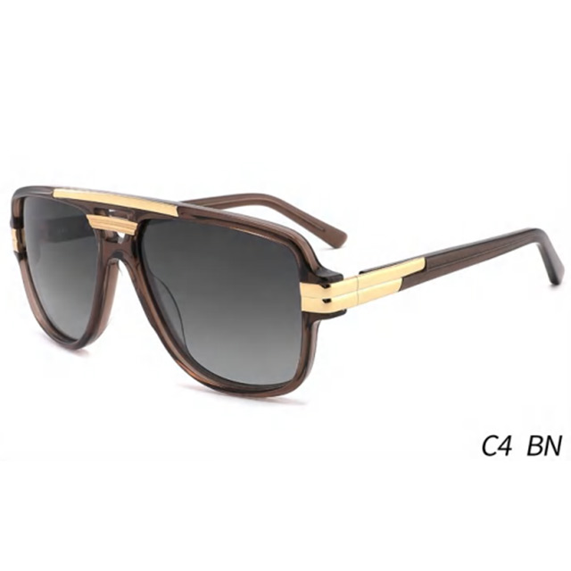 Fashionable black gold retro oversized sunglasses luxury square polarized sunglasses for men and women