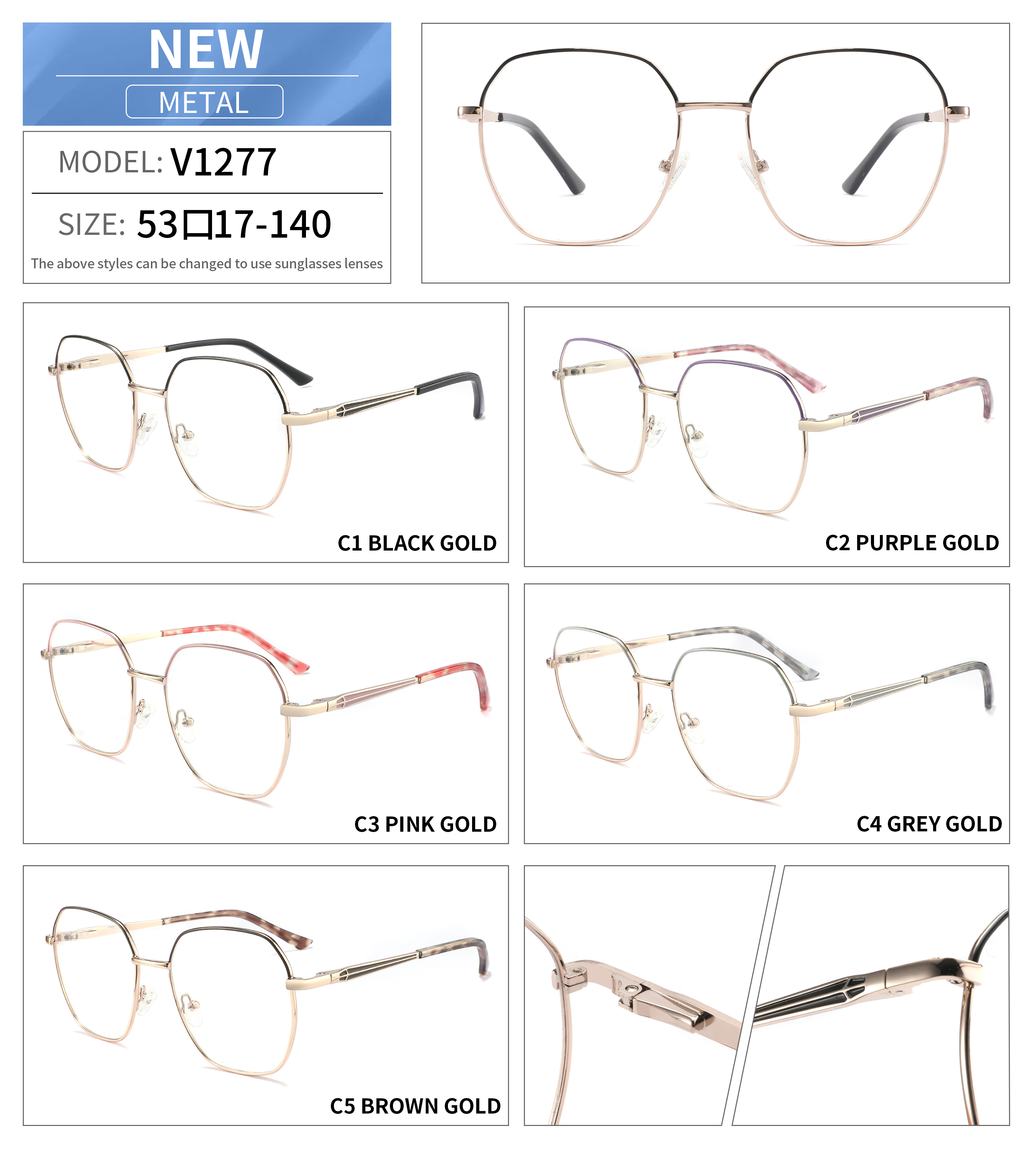 Women Optical spectacle Blue Light Glasses Metal Cat Eye Optical Eyeglasses Frame