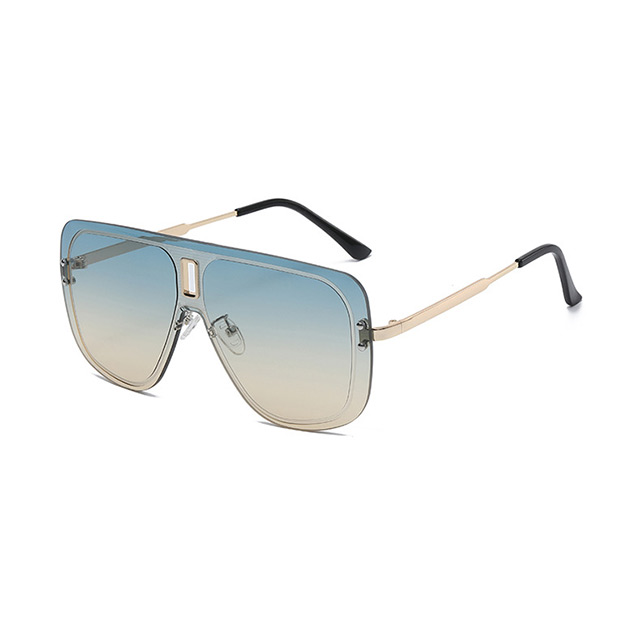 2023 New European and American Double-Bridge One-piece Fashion Frameless Sunglasses