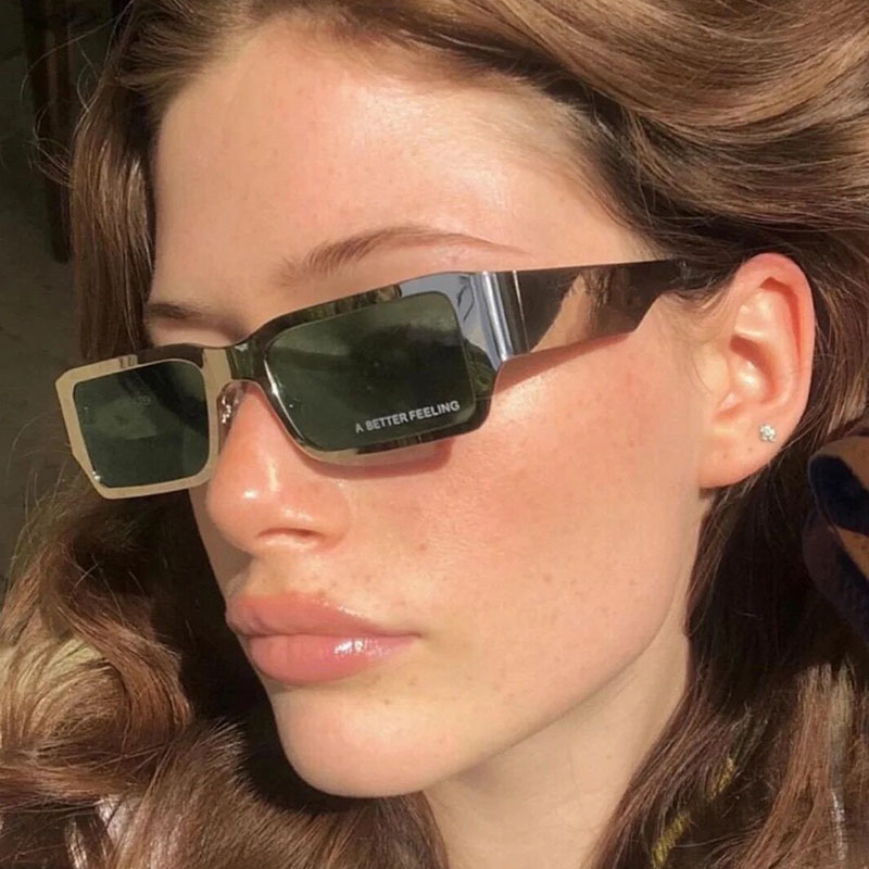 New Sun Glasses Female Hip-Hop Personality Trend Eyeglasses Steel Skin Metal Square Sunglasses