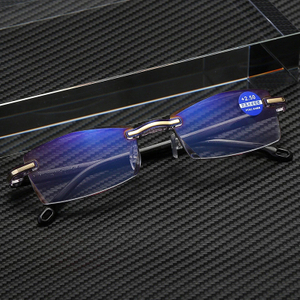 Anti Blue Light Blocking cheap Rimless Reading Glasses Women Men Square Frameless Presbyopic Glasses